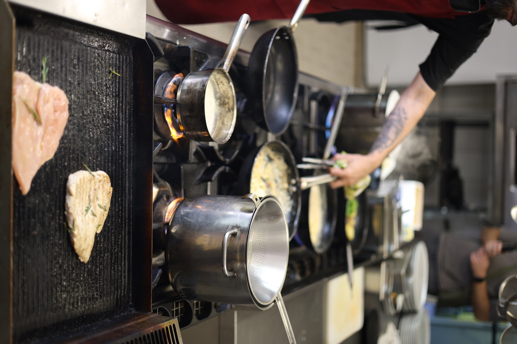 The Gondelfahrt kitchen line during service